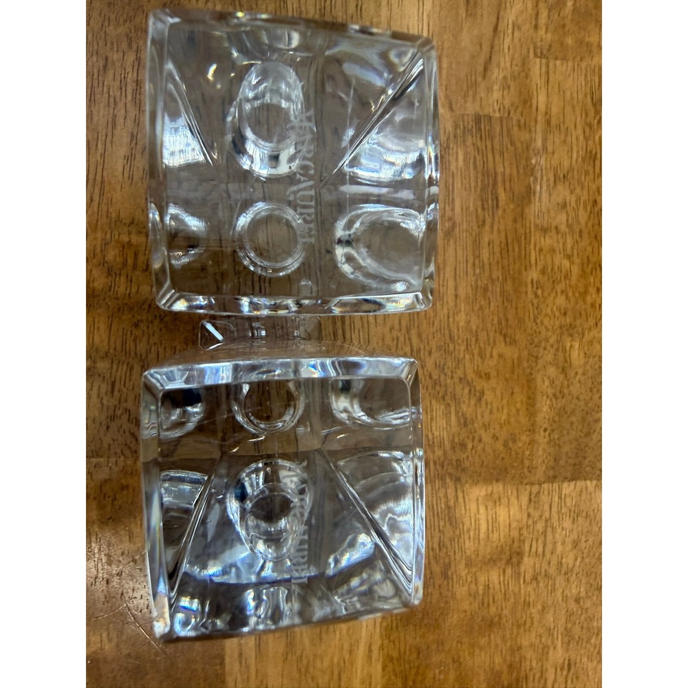Vintage Marc Aurel Crystal Candle Holders Pair Square Modernist Minimalist - Picture 7 of 7